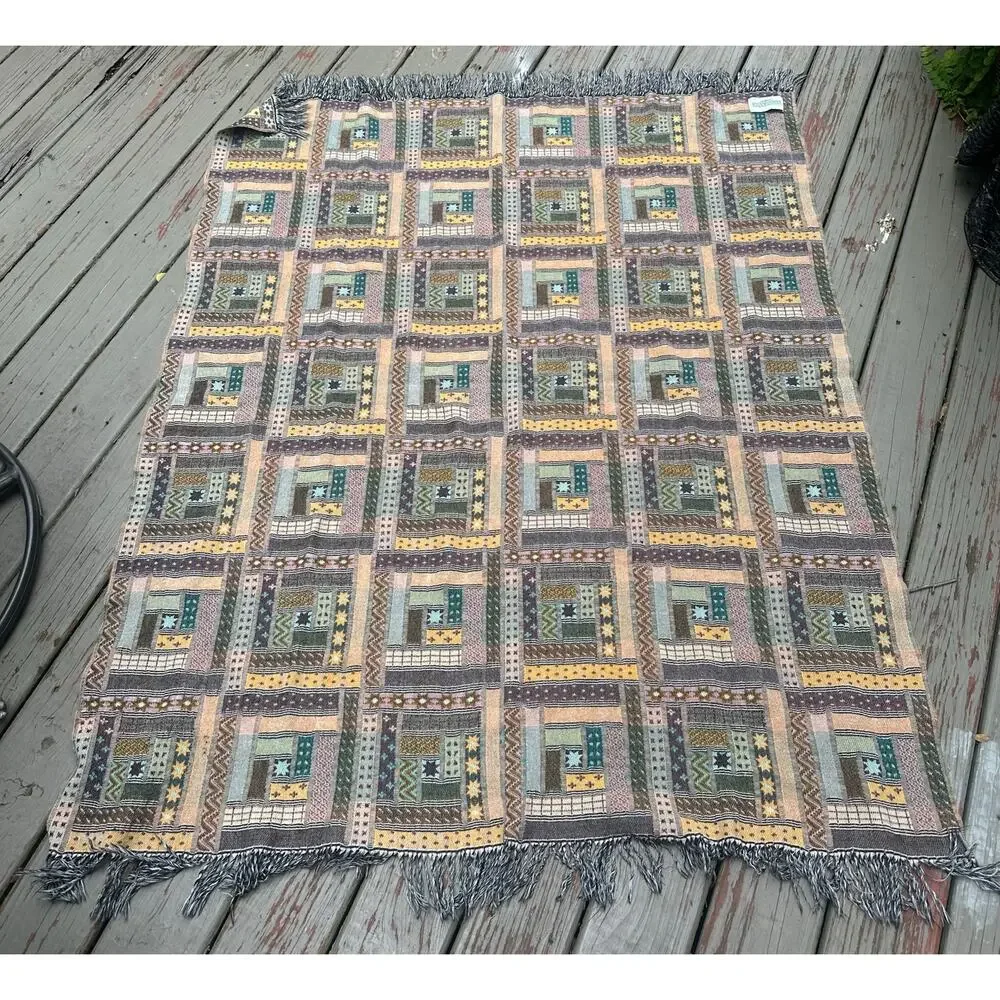 LaneRossi Samarkanda throw Blanket made in Italy Mcm knit geometric colorful art